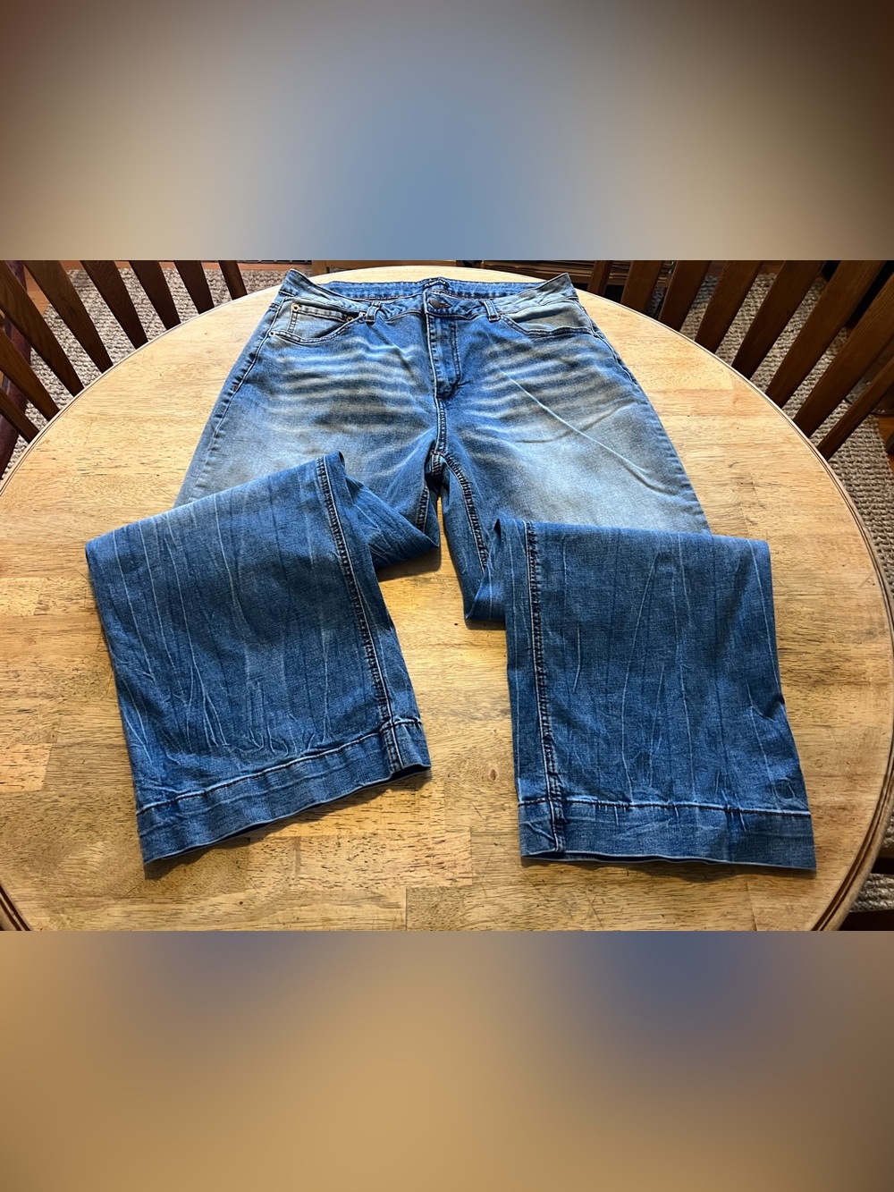 Flamingals Blue Fade Denim Jeans Wide Cuff